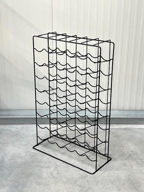 Vintage wijnrek draadstaal flessenrek retro wijnhouder zwart, Huis en Inrichting, Woonaccessoires | Wijnrekken, Gebruikt, 75 cm of meer