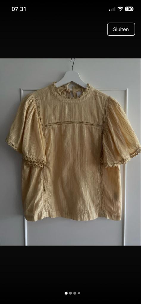 Aaiko blouse maat M met glitter en leuke mouwen, Ophalen of Verzenden, Zo goed als nieuw, Maat 38/40 (M), Beige