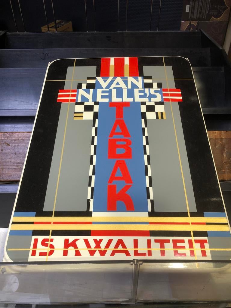 Uniek Emaille Reclamebord: Van Nelle's Tabak is Kwaliteit, Antiek en Kunst, Ophalen of Verzenden