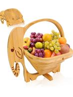 Opvouwbare fruitmand van hout - Decoratief olifant design, Mand, Nieuw, Ophalen of Verzenden, Overige vormen