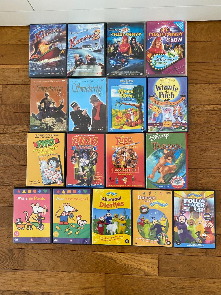 15 DVD,s 2 CD,s o/a Teletubbies, Pipo, Mega Mindy enz., Alle leeftijden, Ophalen of Verzenden, Zo goed als nieuw, Tv fictie