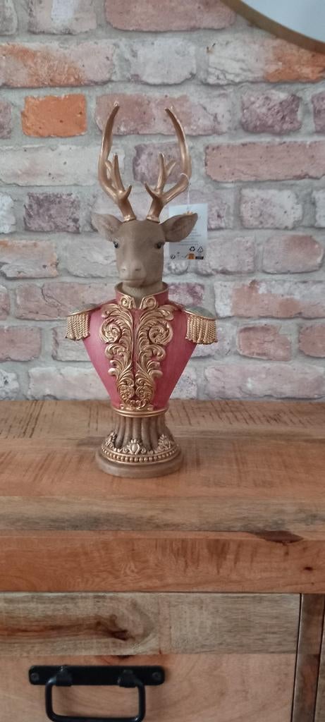 Clayre&Eef:Grote 36cm Hert Beeld♥️NIEUW♥️, Verzamelen, Beelden en Beeldjes, Ophalen of Verzenden, Nieuw, Dier