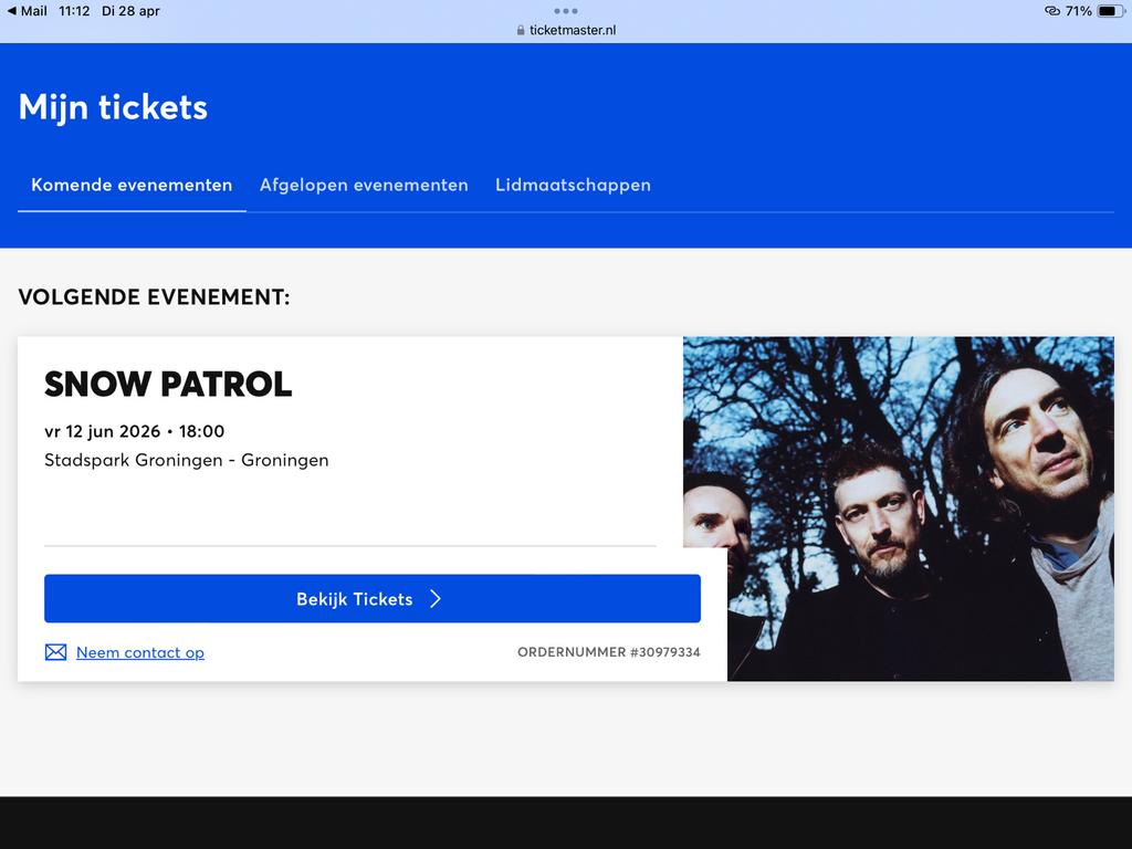 Snow Patrol 3 personen, Tickets en Kaartjes, Concerten | Pop, Drie personen of meer, Juni