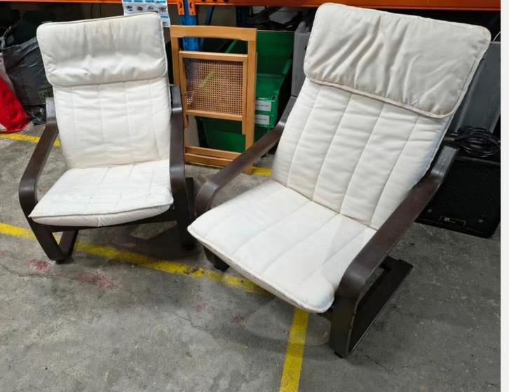 2 x ikea poäng stoel fauteuil 15 euro per stuk, Huis en Inrichting, Fauteuils, Gebruikt, Hout, Stof, 50 tot 75 cm, Minder dan 75 cm
