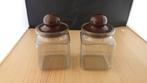 twee retro voorraadpotten van kunststof (bruine deksels), Ophalen of Verzenden, Overige typen
