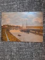 Oud schilderij van een Hollands landschap met boten, Antiek en Kunst, Kunst | Schilderijen | Klassiek, Ophalen of Verzenden