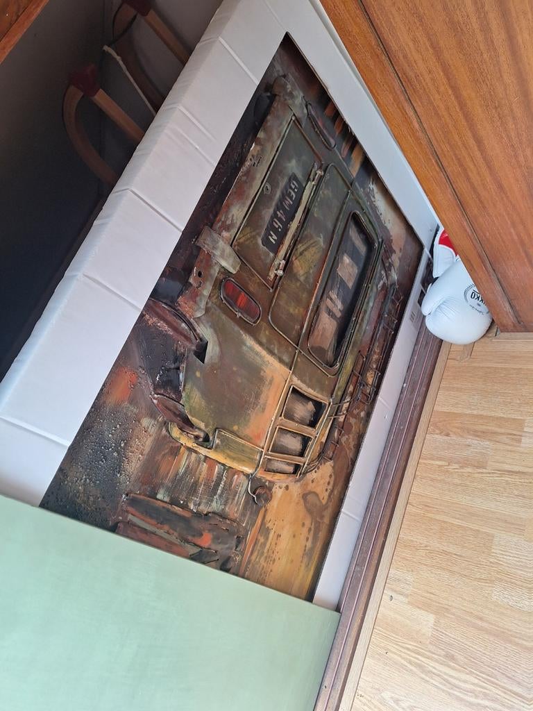 3d schilderij metaal volkswagen romantische avond, Ophalen