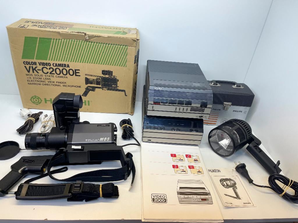 Hitachi VK-C2000E Videocamera+Philips video2000 Recorder set, N, N, Overige soorten, Ophalen of Verzenden