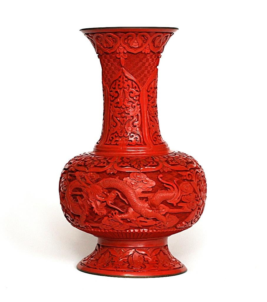 Bronzen Cinnabar Draken Vaas, Antiek en Kunst, Ophalen of Verzenden