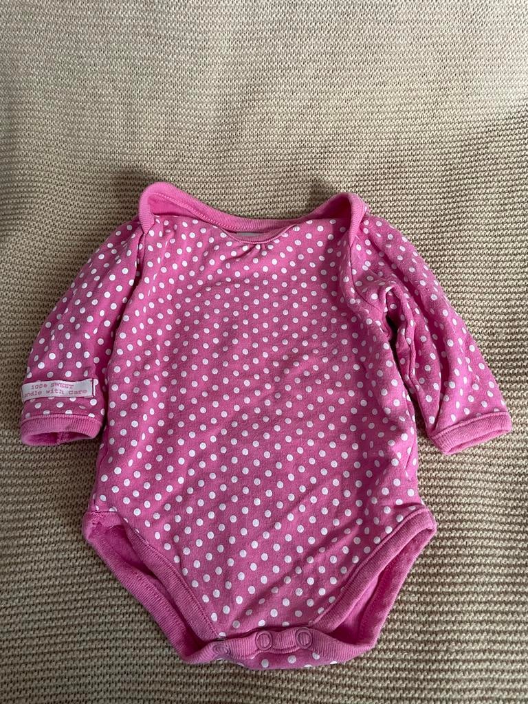 Nieuw Roze Rompertje met Witte Stippen - Prénatal Maat 50/56, Kinderen en Baby's, Babykleding | Maat 56, Ophalen, Nieuw, Meisje