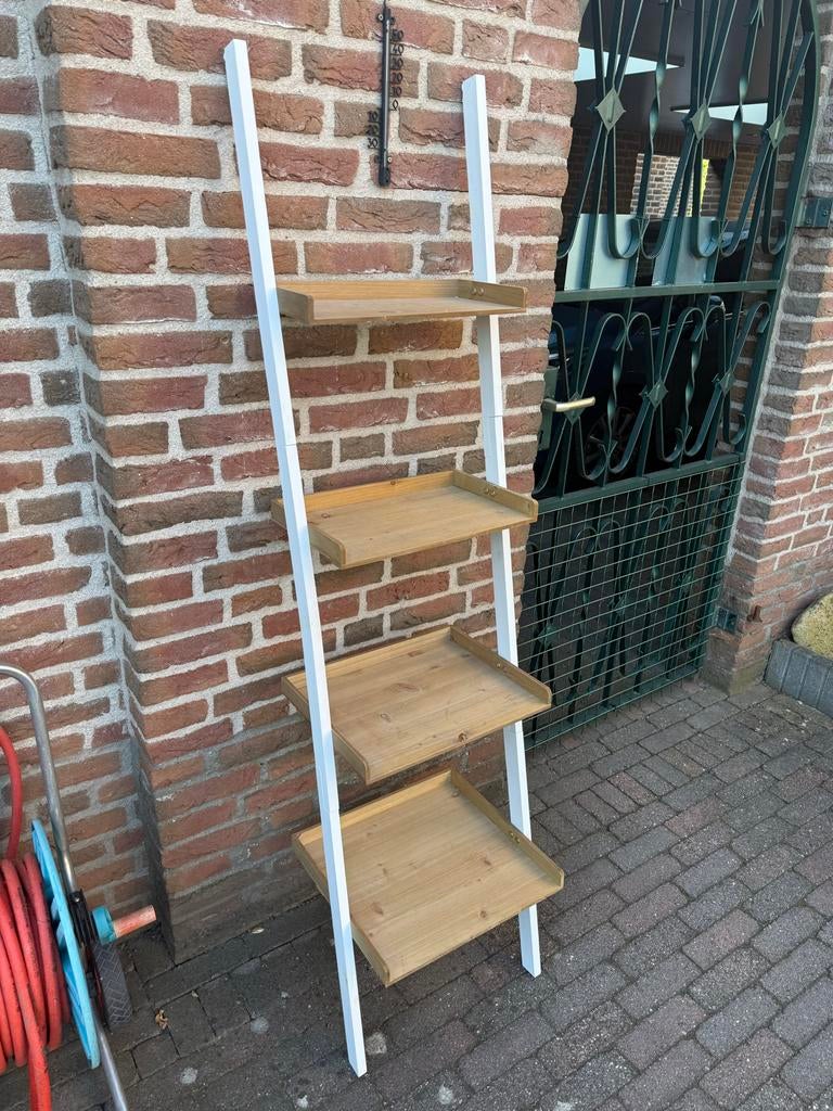 Stijlvol Ladderrek met 4 Houten Planken, Huis en Inrichting, Kasten | Stellingkasten, Ophalen, Gebruikt