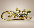 Grote vintage LIZARD hagedis goudkleur strass broche!, Overige materialen, 4 tot 7 cm, Verzenden, Nieuw