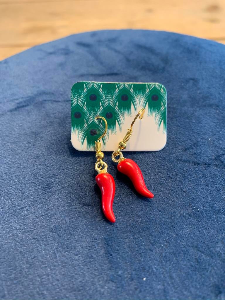 Rode pepers, Sieraden, Tassen en Uiterlijk, Oorbellen, Overige materialen, Hangers, Nieuw, Ophalen of Verzenden