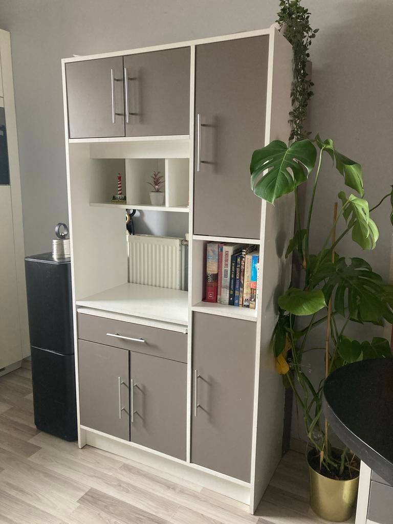 Multifunctionele Kast met Werkblad - Grijs/Wit, Ophalen, Gebruikt, 50 tot 100 cm, 150 tot 200 cm