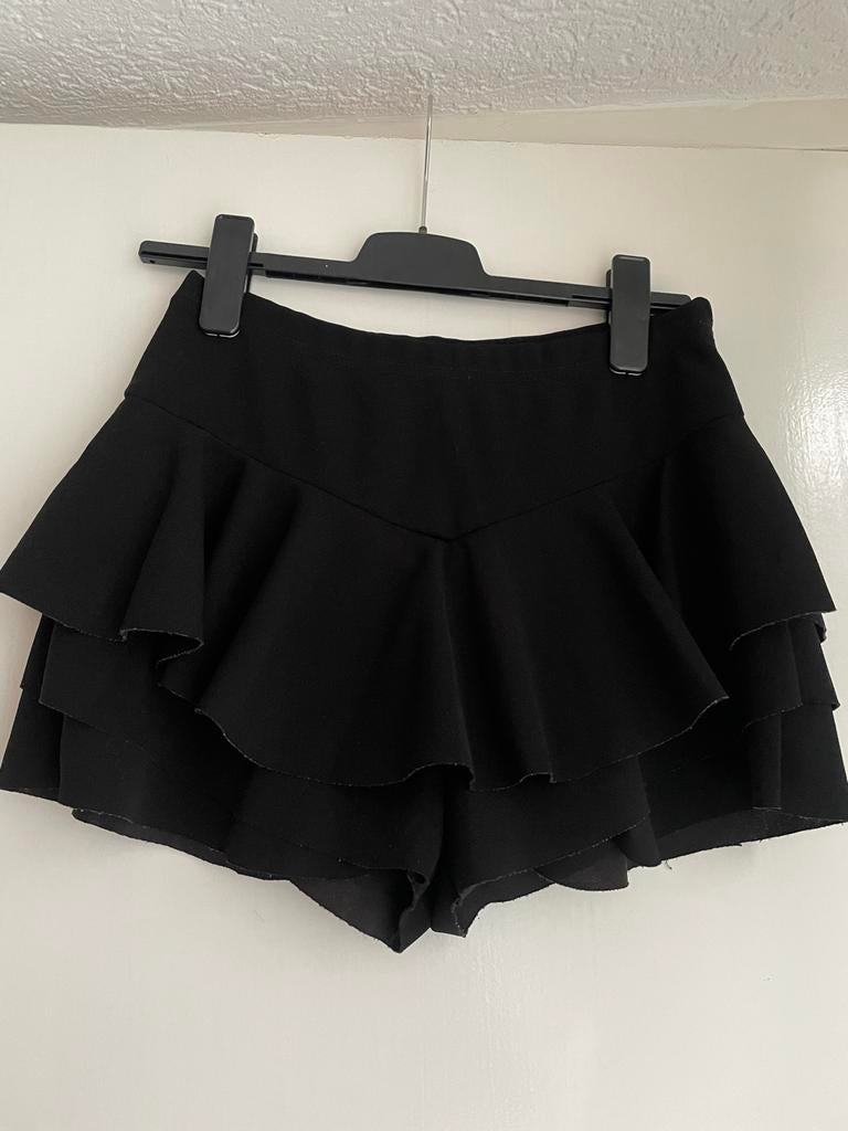 Zwarte Broekrok met Ruches, Zwart, Ophalen of Verzenden, Zo goed als nieuw, Maat 36 (S)