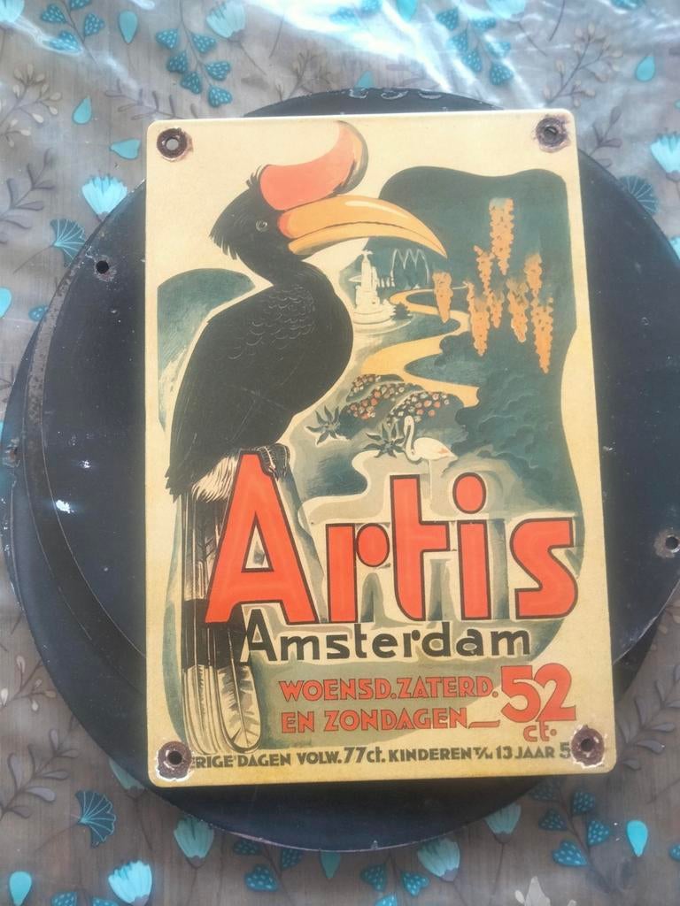 Emaille reclamebord artis dierentuin, Ophalen of Verzenden, Gebruikt, Reclamebord