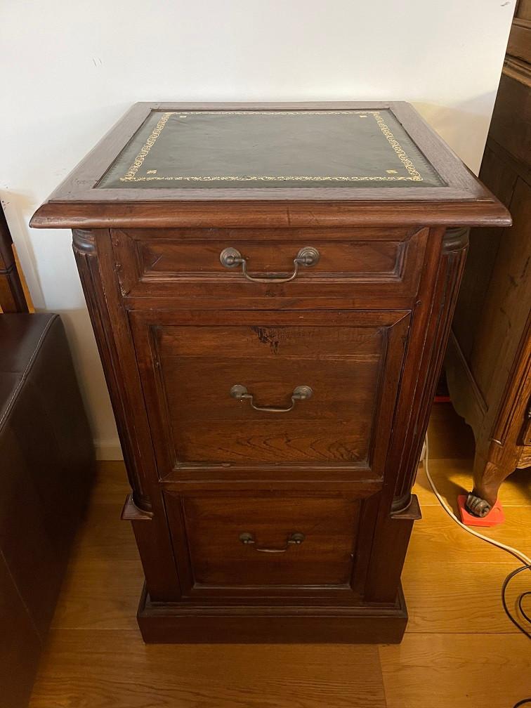 LADEKAST ARCHIEFKAST - Massief teakhout Flamant LEDER, Ophalen, Wilms, Teakhout, 50 tot 100 cm