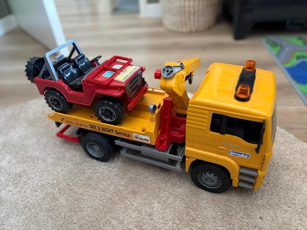 Bruder takelwagen met jeep, Ophalen, Gebruikt