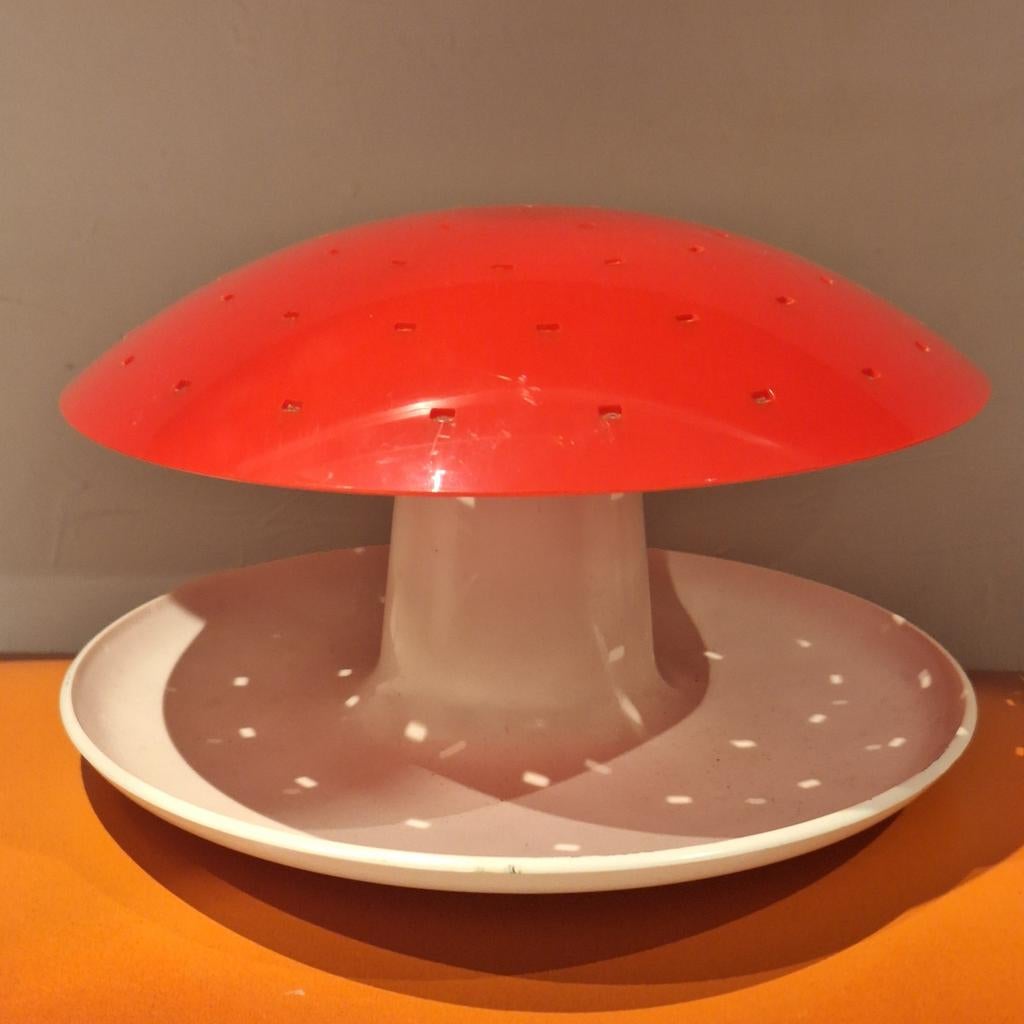 Retro paddenstoel cocktail serveerschaal, Ophalen, Gebruikt, Kunststof, Meerkleurig