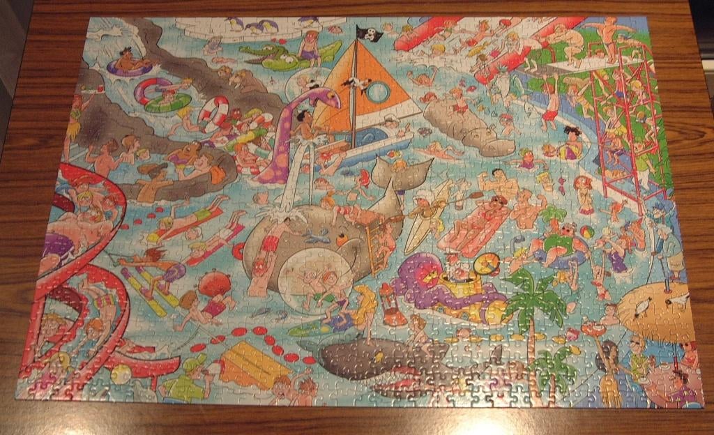 compete z.g.a.n.puzzel 1000 st.Wacky world waterworld, Ophalen of Verzenden, 500 t/m 1500 stukjes, Zo goed als nieuw, Legpuzzel