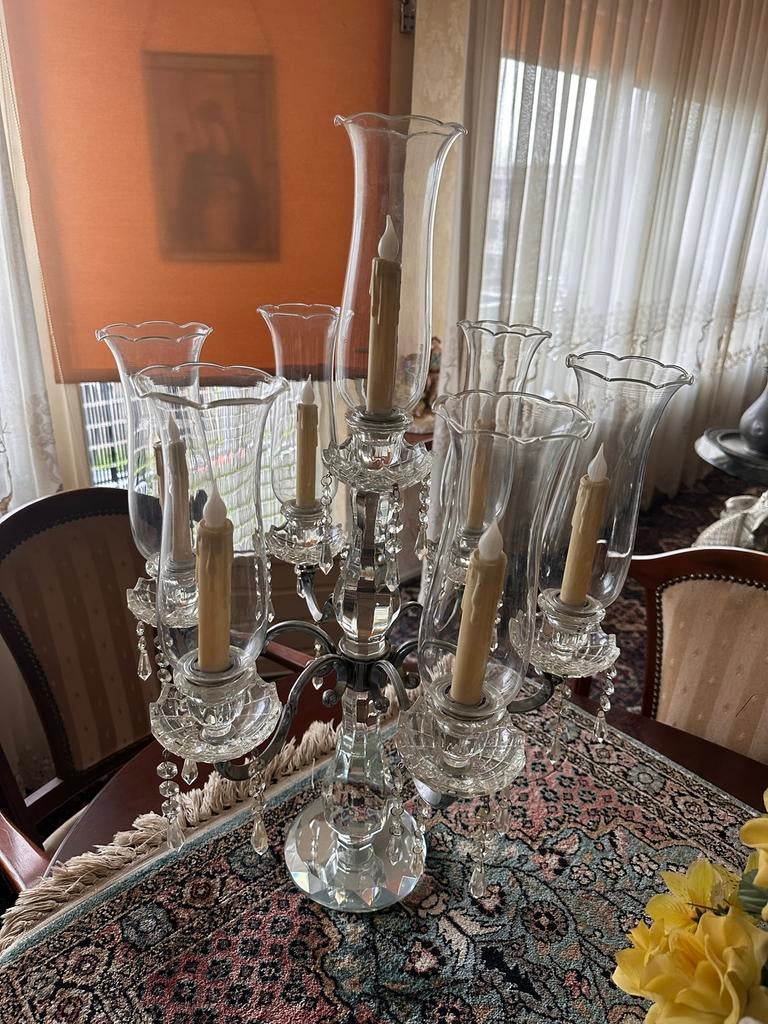 2 Glazen kandelaar, Antiek en Kunst, Antiek | Kandelaars, Ophalen, Glas