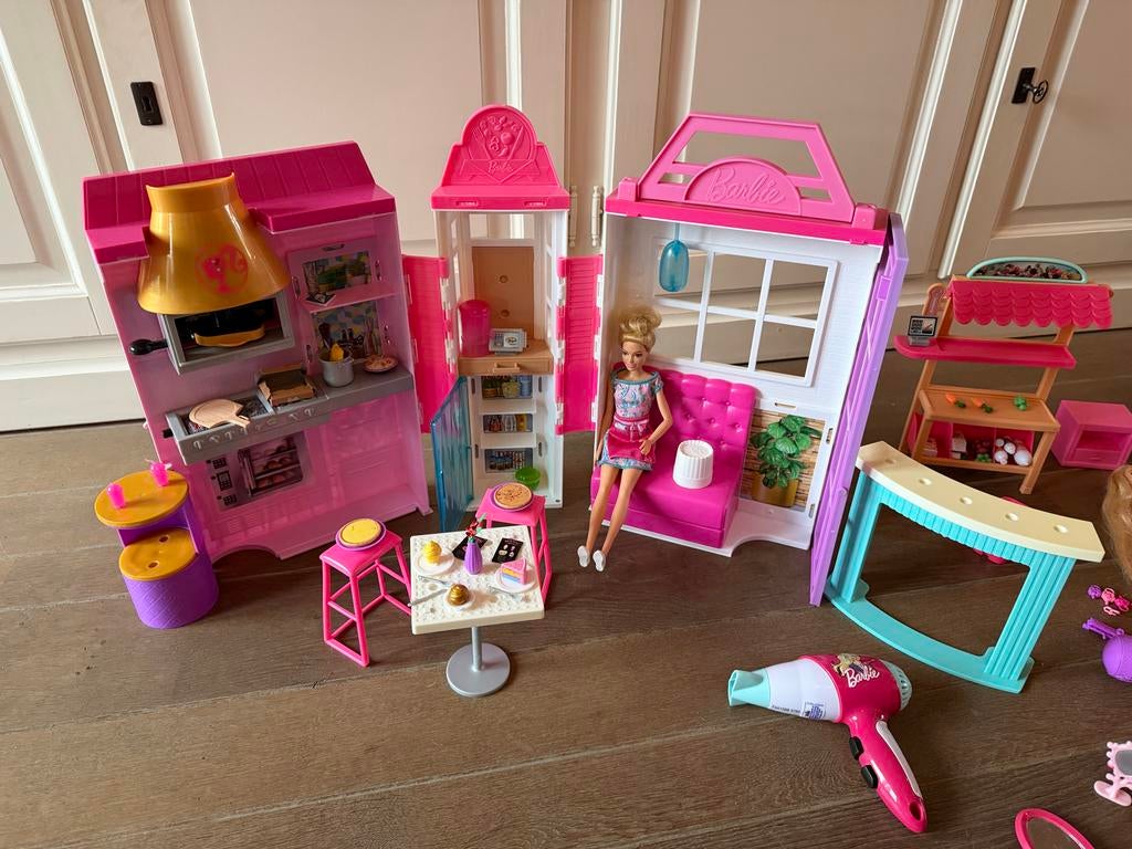 Compleet Barbie Speelset: Huis, Winkel, Barbies & Accessoire, Ophalen of Verzenden, Gebruikt, Barbie