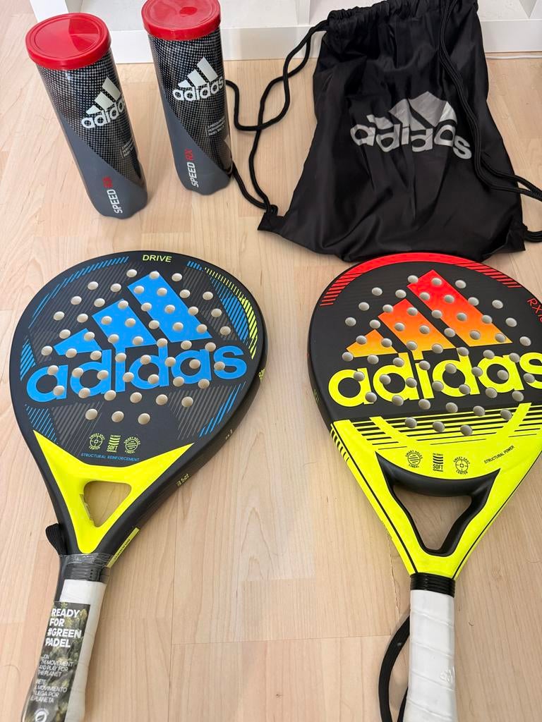 Adidas Padel Rackets Set (2 rackets, 2 ballenkokers, tas), Sport en Fitness, Padel, Ophalen of Verzenden, Zo goed als nieuw, Padelracket