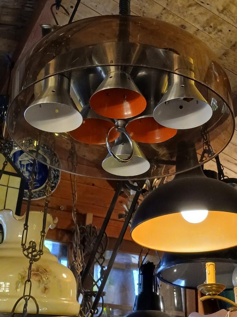 Herda Space Age Hanglamp met 6 Lichtpunten, Space Age, Ophalen of Verzenden, Zo goed als nieuw, 75 cm of meer