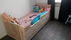 Steigerhouten bed met lades en hartje, Ophalen, Gebruikt, 90 cm, Eenpersoons