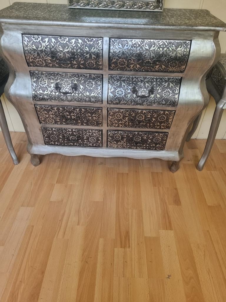 commode barok stijl zilverkleurig, Ophalen, Gebruikt, Barok, 50 tot 100 cm