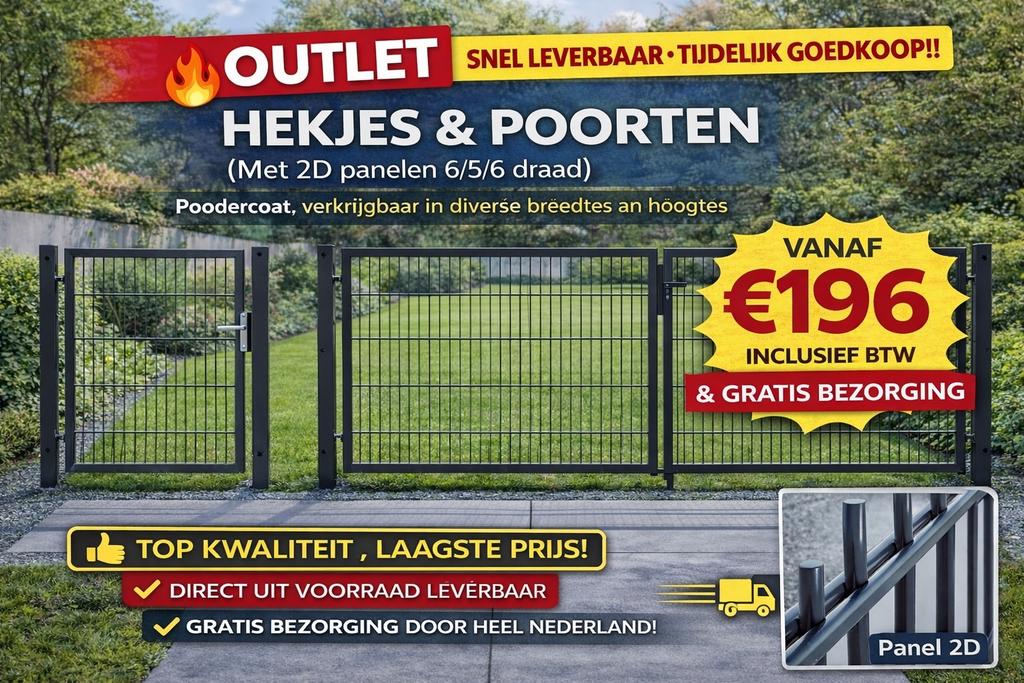 HEKJES & POORTEN 2D – DUBBELSTAAFMAT – OUTLET PRIJZEN, Ophalen of Verzenden, Nieuw, IJzer, Dubbelstaafmat hekwerk