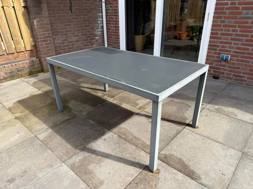 Tuintafel Antraciet met Glazen Blad, Ophalen, Zo goed als nieuw, Rechthoekig, Aluminium