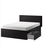 2 persoons IKEA bed BRIMNES, Huis en Inrichting, Ophalen, Gebruikt, Zwart, Tweepersoons