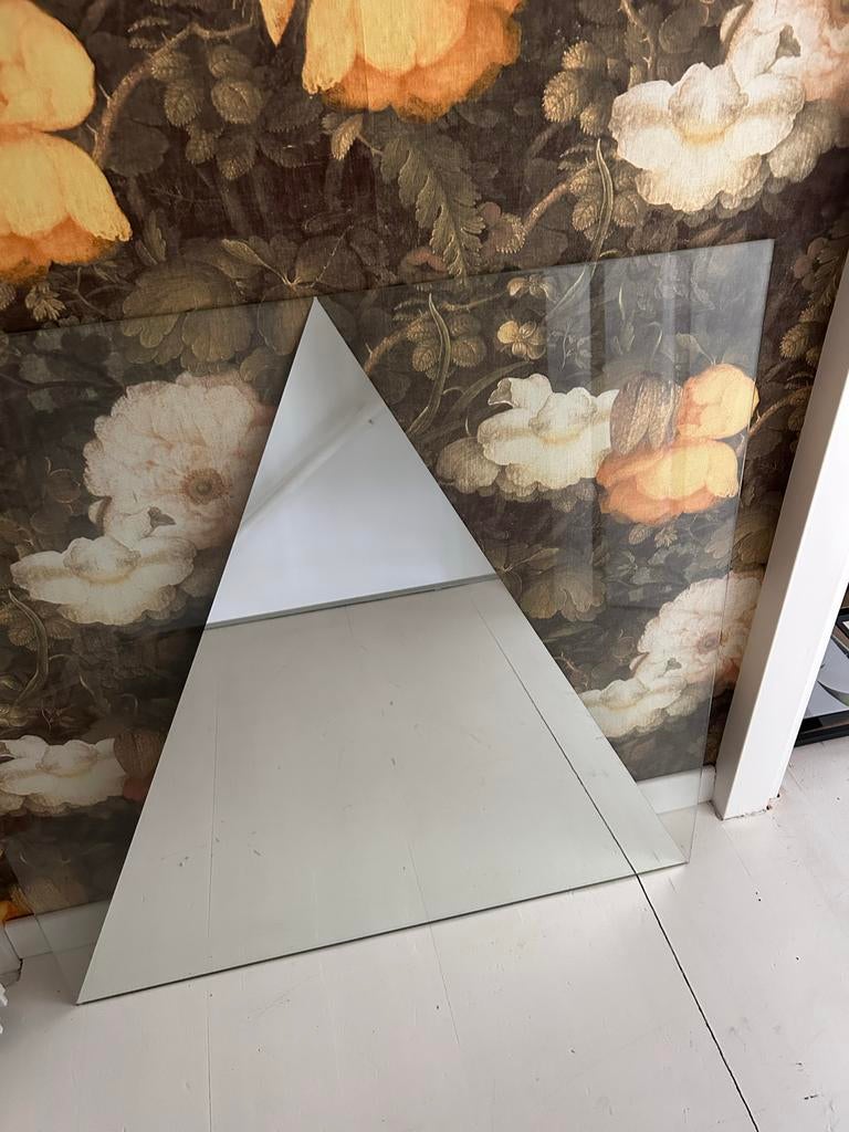 Spiegel verwerkt in glasplaat 80x80, Ophalen, Gebruikt, Vierkant, 75 tot 100 cm