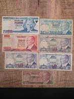 Turkse Biljetten - Set van 7 Oude Lira Bankbiljetten, Ophalen of Verzenden, Overige landen, Los biljet