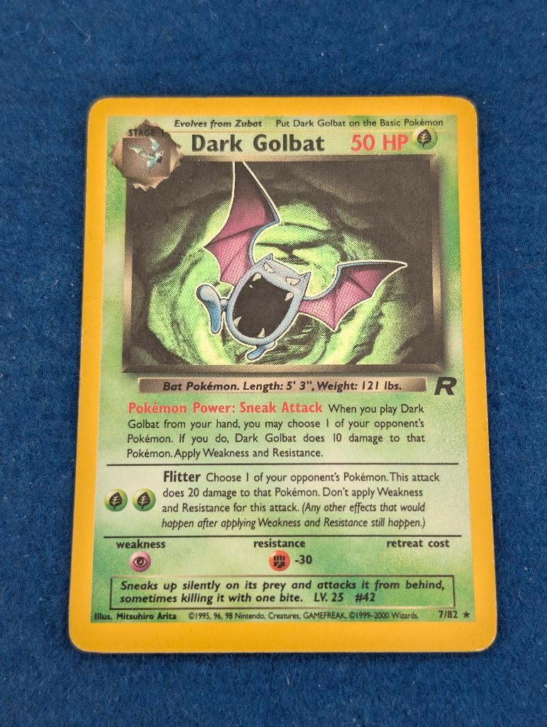 Dark Golbat Holo 7/82 - Team Rocket Set - Vintage Pokémon, Ophalen of Verzenden, Zo goed als nieuw, Losse kaart, Foil