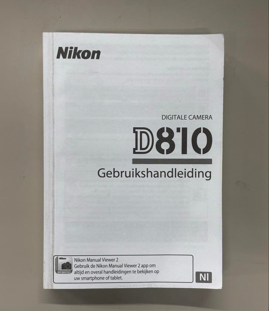 Nikon D810 Gebruikershandleiding nederlandstalig, Boeken, Ophalen of Verzenden, Gelezen