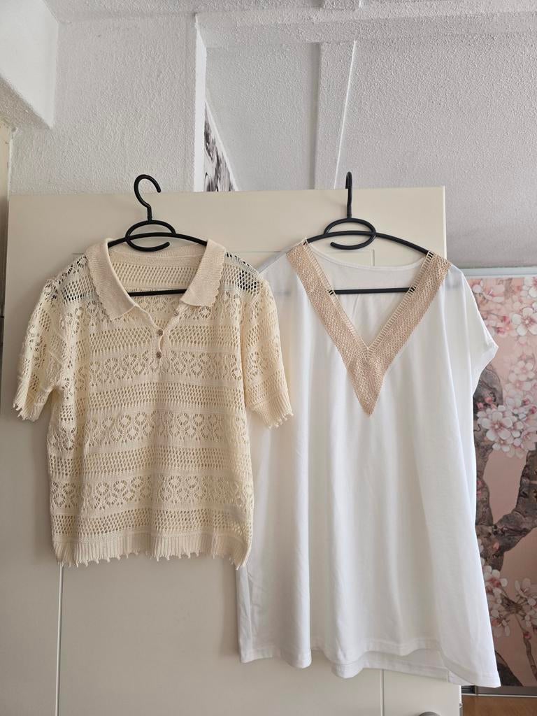 Temu tops, beige gehaakte M ,witte maat L ongedragen, Kleding | Dames, Tops, Ophalen of Verzenden, Nieuw, Beige, Zonder mouw