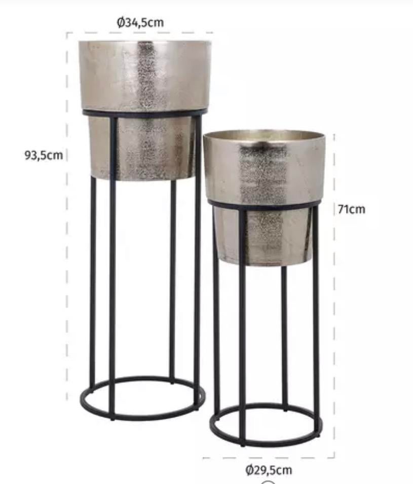 Set van 2 gouden Richmonds plantenbakken Lowen Servais, Ophalen, Rond, Zo goed als nieuw, Binnen