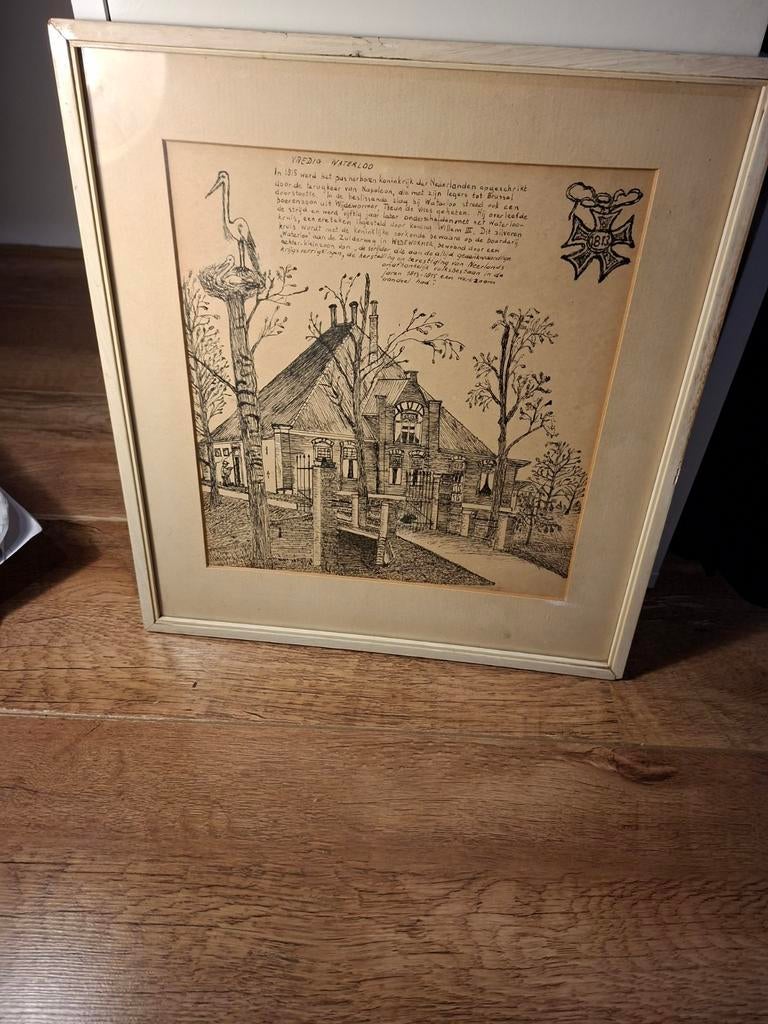 1813-1815 Slag om Waterloo tekening en tekst, Verzamelen, Militaria | Algemeen, Ophalen of Verzenden, Landmacht, Nederland, Foto of Poster