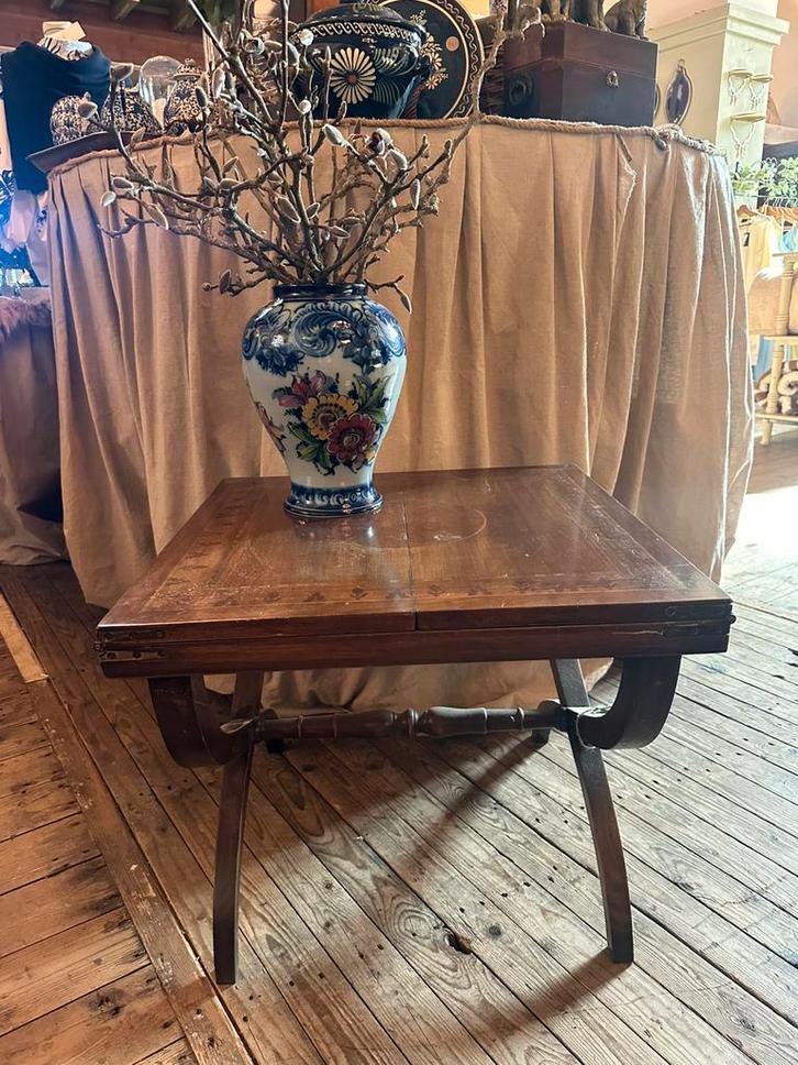 Inklapbare antieke salontafel engels brocante stijl, Huis en Inrichting, Tafels | Salontafels, Gebruikt, Minder dan 50 cm, 50 tot 100 cm