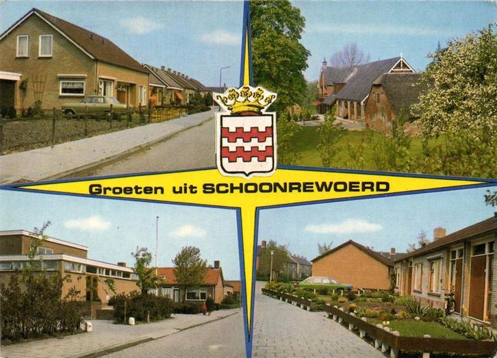 Groeten uit Schoonrewoerd - 4 afb + wapen - ongelopen, Verzamelen, Ansichtkaarten | Nederland, Ongelopen, Noord-Brabant, Voor 1920