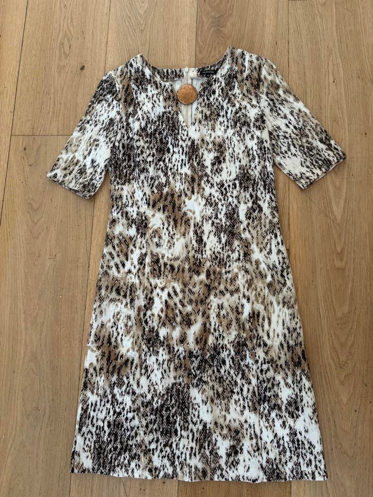 Caroline Biss Jurk met Dierenprint - Maat 36 (S), Kleding | Dames, Bruin, Ophalen of Verzenden, Zo goed als nieuw, Maat 36 (S)