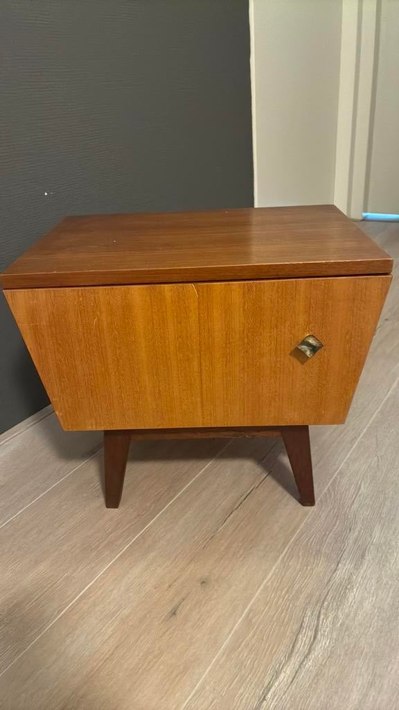 Vintage mid century Deens design teak nachtkastje, Ophalen, Gebruikt, Minder dan 45 cm, Minder dan 55 cm