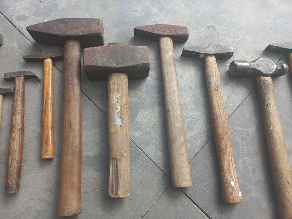 Partij diverse vintage hamers - gereedschap, Gebruikt, Onbekend, Ophalen of Verzenden, Onbekend