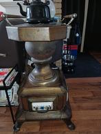 Antieke gietijzeren plattebuis potkachel, Huis en Inrichting, Kachels, Ophalen, Potkachel, Gebruikt, Vrijstaand