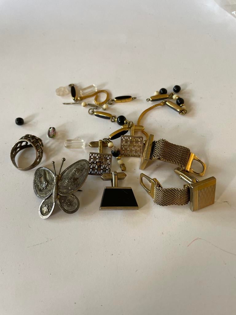 Restje doublé, zilver en nep sieraden, Ophalen of Verzenden, Gebruikt