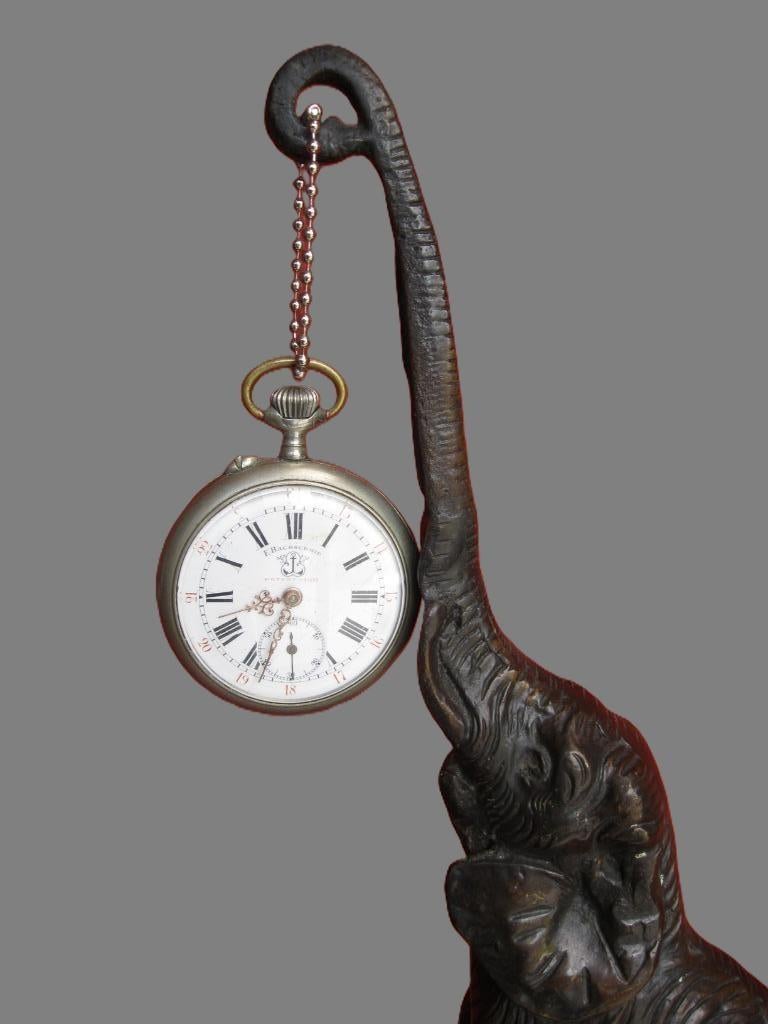 Antieke brons olifant portmontre zakhorloge., Antiek en Kunst, Antiek | Koper en Brons, Ophalen, Brons