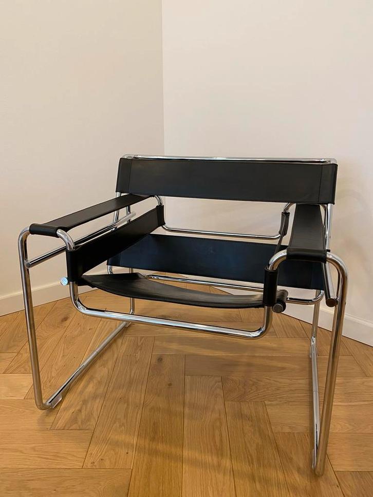 Wassily Lounge Chair Marcel Breuer, Huis en Inrichting, Fauteuils, Gebruikt, Leer, 75 tot 100 cm, Ophalen