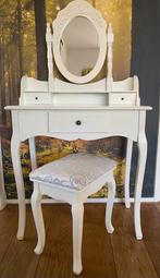 Prachtige kaptafel /make-up tafel met spiegel + krukje - wit, Ophalen, Zo goed als nieuw, 50 tot 100 cm, Minder dan 100 cm